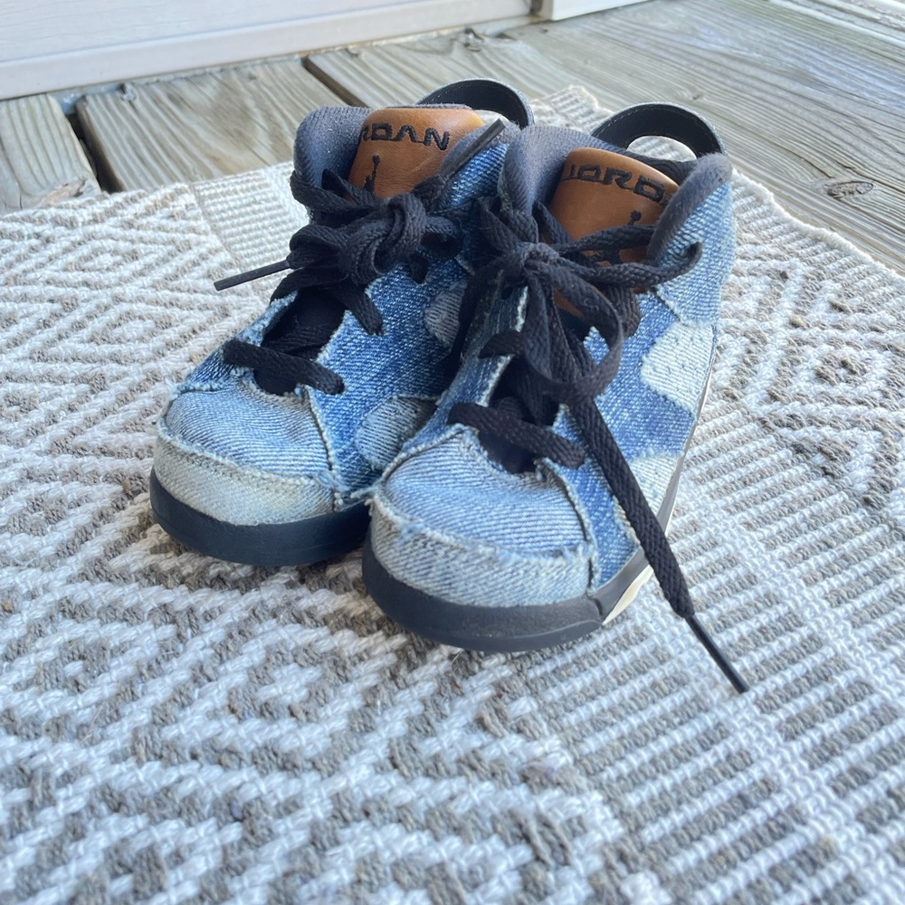 B16 Nike Air Jordan 6 Retro Unisex Baby Blue Washed Denim Shoes CV5488-401 8C